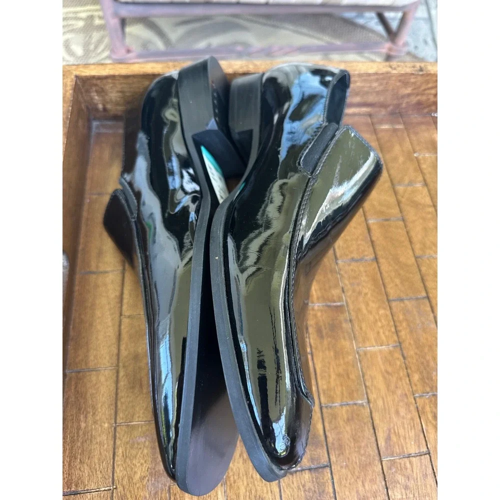 Calvin‎ Klein Mens Gregory Black Patent Leather Square Toe Slip On Loafers 10M